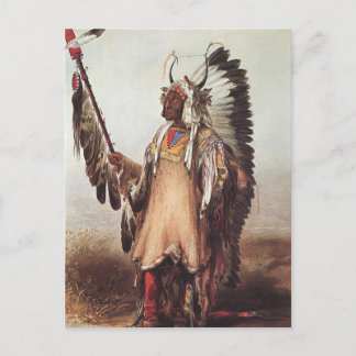 Mato-Tope, Mandan Chief Porträtt av Karl Bodmer Vykort