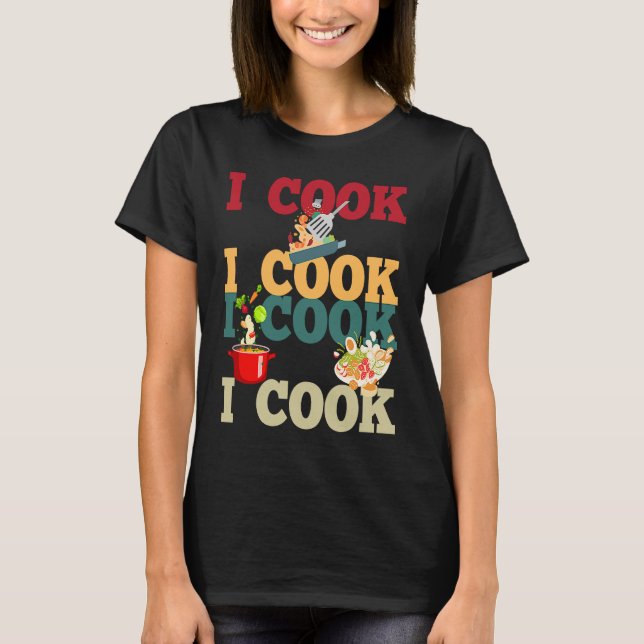 Matrecept Pots och Pans I Cook T Shirt (Framsida)