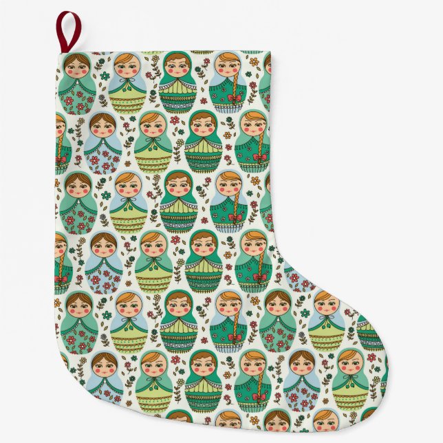 Matreshka stor julklapp julstrumpa (Framsidan)