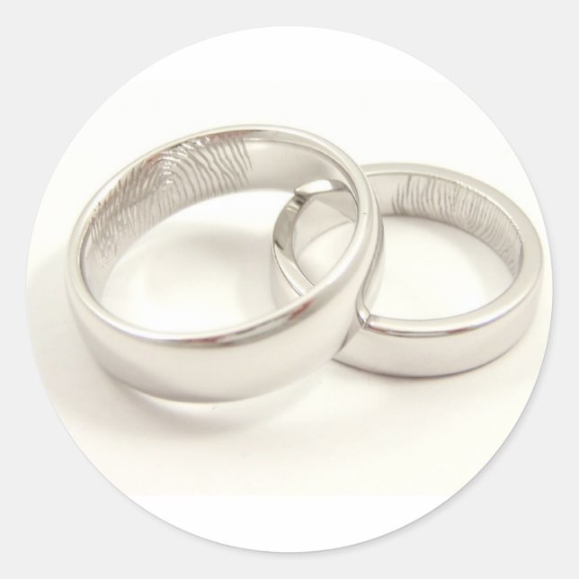 MATRIMONIAL BRÖLLOP RINGAR STICKER RUNT KLISTERMÄRKE (Framsida)