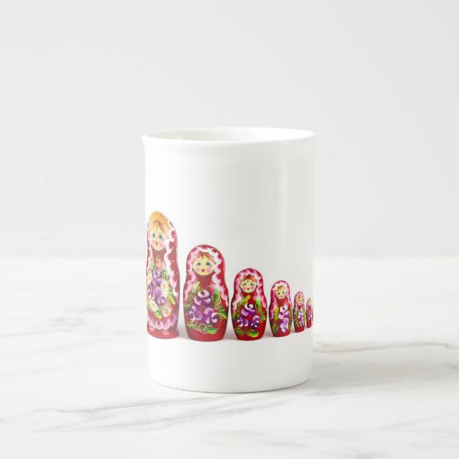 Matrioshka Wooden Culture Symbol - ryska Benporslin Mugg (Framsidan)