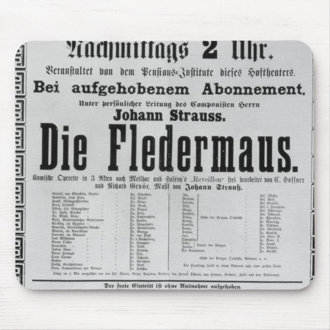 Matris Fledermaus för affischadvertizing av Johann Musmatta (Framsidan)