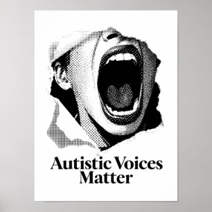 Matris för autistiska röster B&W-textsgrädddesig Poster