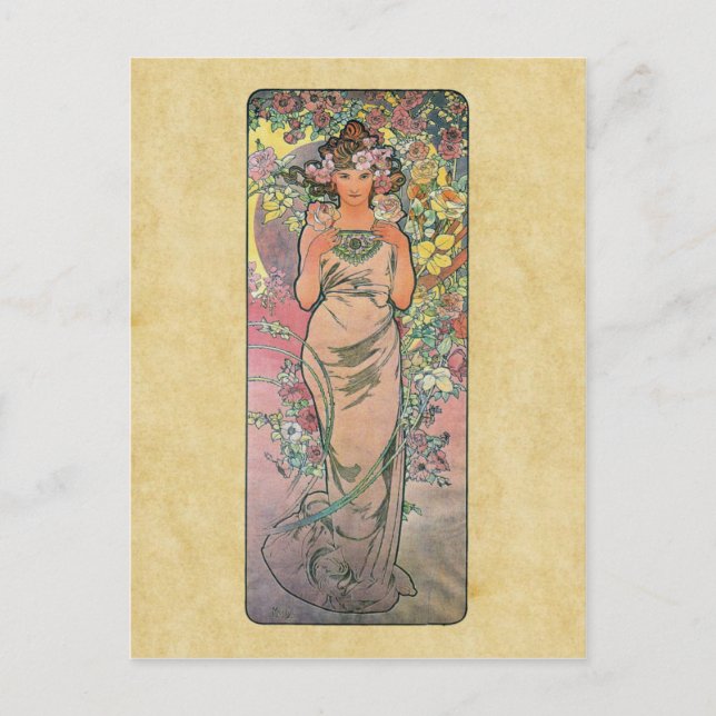 Matrisen steg vid Alfons Mucha 1898 Vykort (Framsida)
