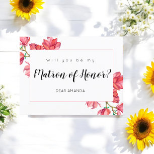 Matron Honor Rosa White Blommigt Card Helg Vykort