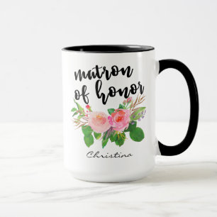 Matron med Personlig för Blommigten Watercolor Mugg