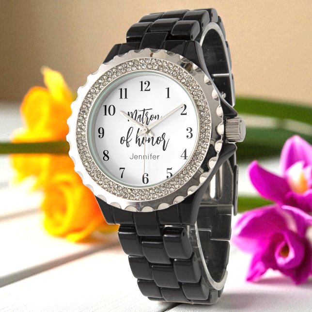 Matron of Honor Black White Bröllop Armbandsur (Skapare uppladdad)