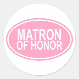 Matron of Honor Bröllop Oval Rosa Runt Klistermärke