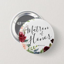 Matron of Honor Burgundy Bouquet Personligt bröllp Knapp