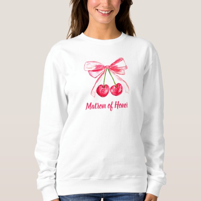 Matron of Honor Coquette Rosa Slinga Bröllop T Shirt (Framsida)