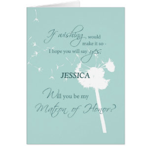 Matron of Honor Custom Name Dandelion Investigatio Hälsningskort