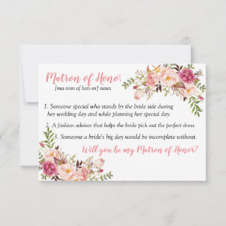 Matron of Honor Definition Card Tack Kort