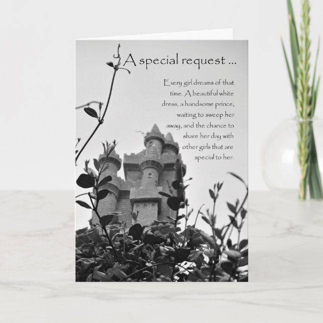 Matron of Honor Fairy Tale Castle Request Card Inbjudan (Framsida)