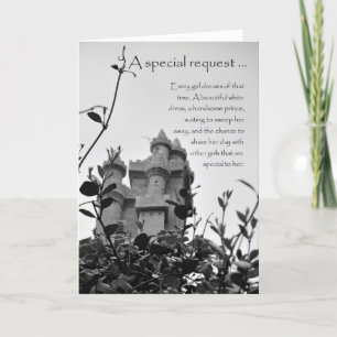 Matron of Honor Fairy Tale Castle Request Card Inbjudan