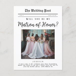 Matron of Honor frieri, Anpassningsbar Newspaper Vykort