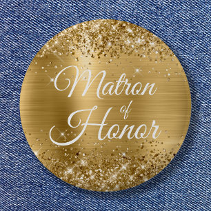 Matron of Honor Glittery Gold Foil Knapp