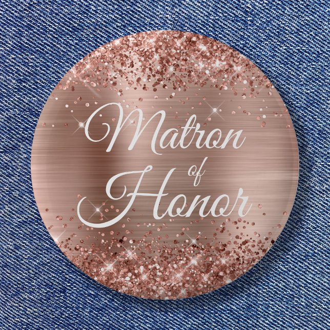 Matron of Honor Glittery Ro Gold Foil Knapp (Matron of Honor Glittery Rose Gold Foil Button)