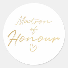 Matron of Honor - Guld faux foil-dekal Runt Klistermärke