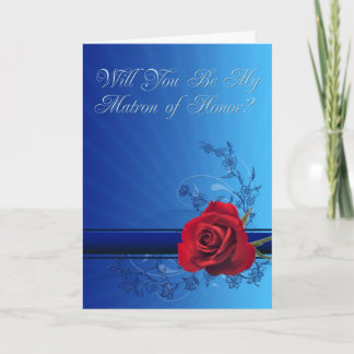 Matron of Honor-inbjudan med röd ros Tack Kort