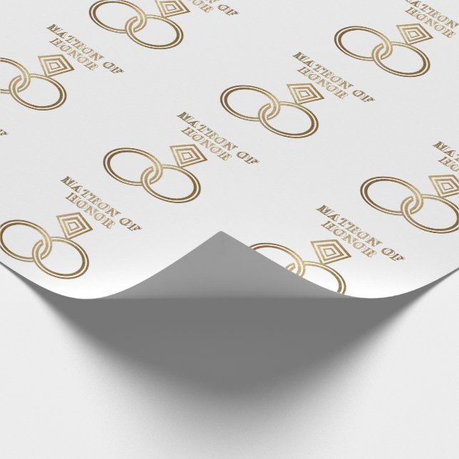 Matron of Honor Romantic Guld Ringar Bröllop Presentpapper (Hörn)
