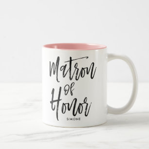 Matron of Honor   Script Stil Personligt bröllp Två-Tonad Mugg
