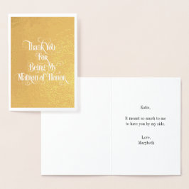 Matron of Honor Tack Gold Foil Card Folierat Kort
