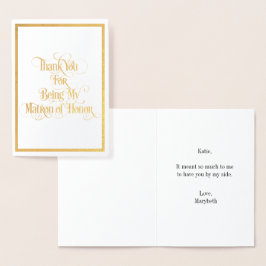 Matron of Honor Tack Gold Foil Card Folierat Kort