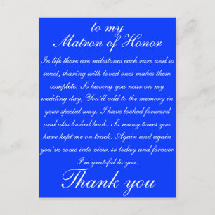 Matron of Honor Tack Vykort