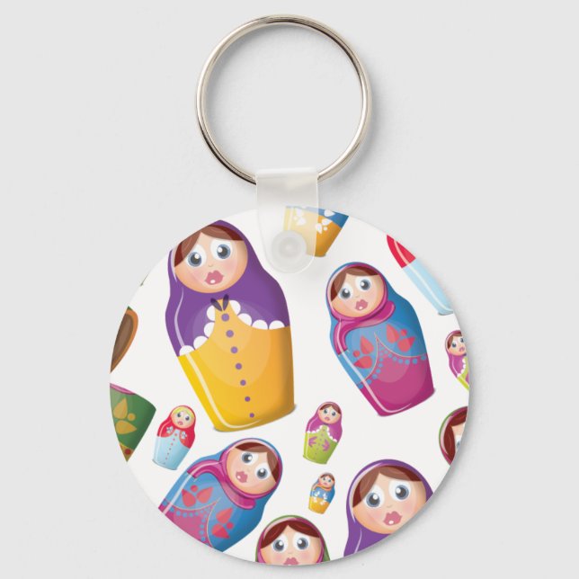 Matryoshka docka - Ryska kapslade dockor Mönster Nyckelring (Framsida)