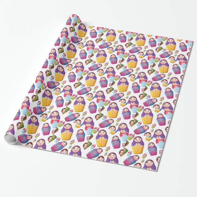Matryoshka docka - Ryska kapslade dockor Mönster Presentpapper (Utrullad)