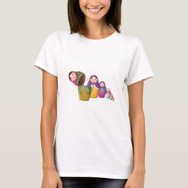 Matryoshka docka - Ryska Nested Dockor Mönster T-shirt (Framsida)