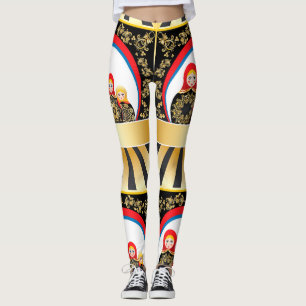 Matryoshka dockor med guld- blommigt leggings