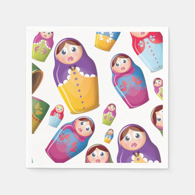 Matryoshka-dockor, ryska dockor i varandra. pappersservett (Framsidan)