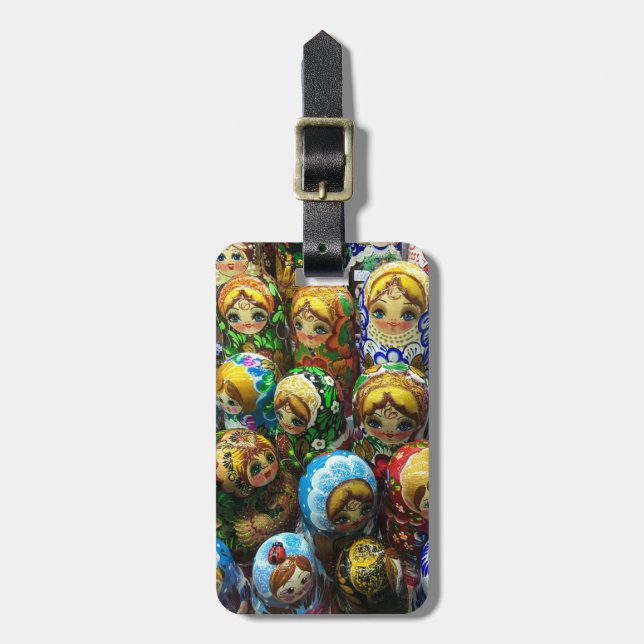 Matryoshka-dockor Souvenirkiosk Resebild Bagagebricka (Vertikal Framsida)