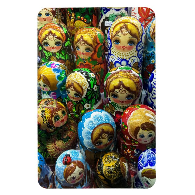Matryoshka-dockor Souvenirkiosk Resebild Magnet (Vertikal)