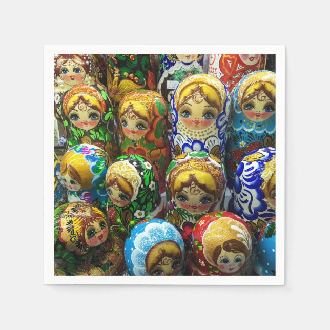 Matryoshka-dockor Souvenirkiosk Resebild Pappersservett (Framsidan)