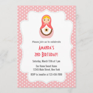 Matryoshka Doll Birthday-inbjudan Inbjudningar