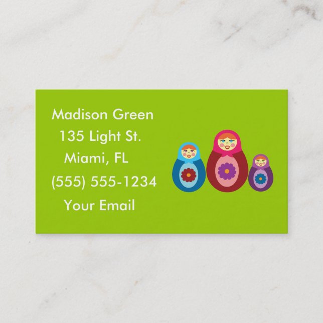 Matryoshka Doll Design Affärskort Visitkort (Framsida)