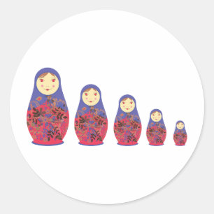 Matryoshka Doll ~ Russian NMarie / Babushka Runt Klistermärke