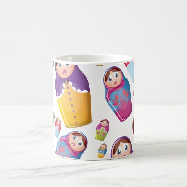 Matryoshka doll - ryska kapade dockor Mönster Kaffemugg (Center)