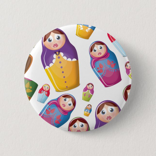 Matryoshka doll - ryska kapade dockor Mönster Knapp (Framsida)
