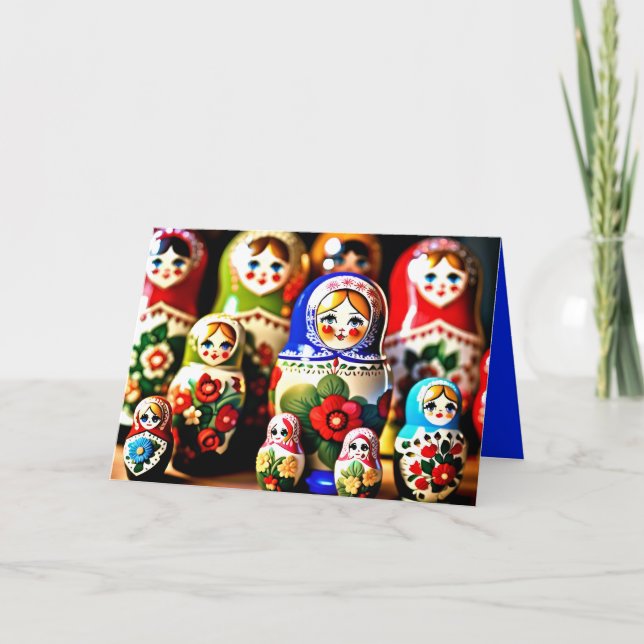 Matryoshka dolls God jul Helgdagars GC Kort (Framsida)