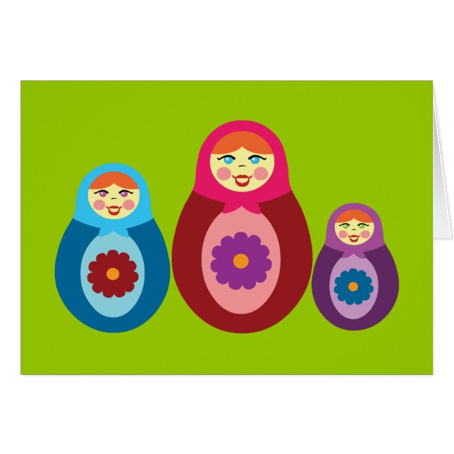 Matryoshka Dolls Hälsningskort (Framsidan Horizontal)