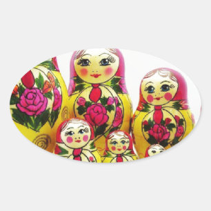 Matryoshka Dolls Ovalt Klistermärke