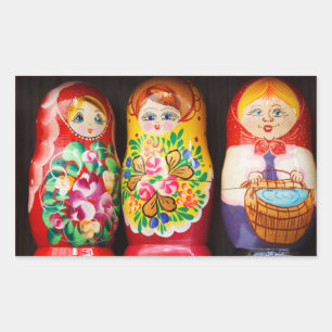 Matryoshka Dolls Rektangulärt Klistermärke