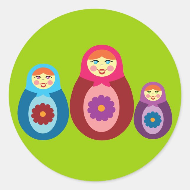 Matryoshka Dolls Runt Klistermärke (Framsida)