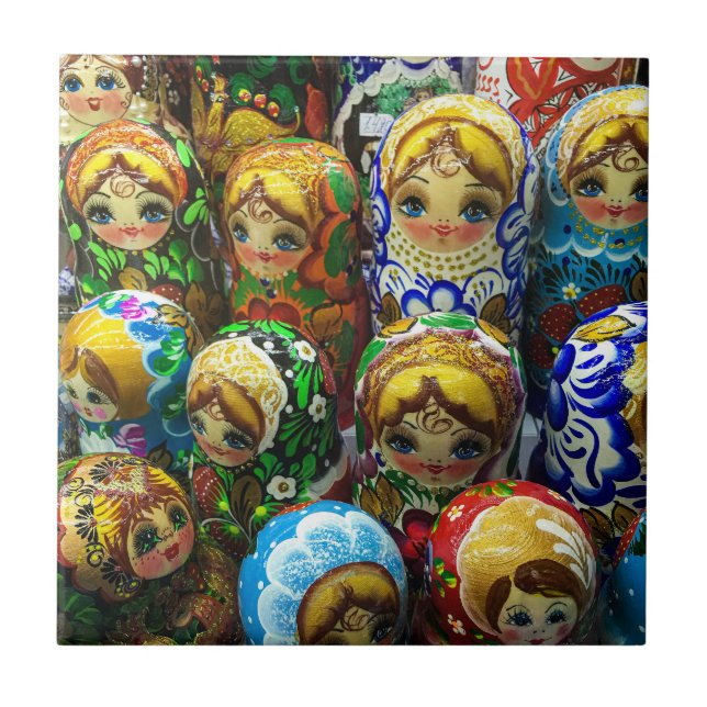 Matryoshka Dolls Souvenir Kiosk Travel Photo Kakelplatta (Framsidan)