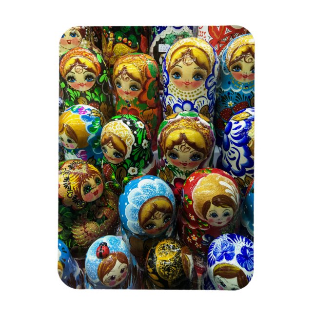 Matryoshka Dolls Souvenir Kiosk Travel Photo Magnet (Vertikal)