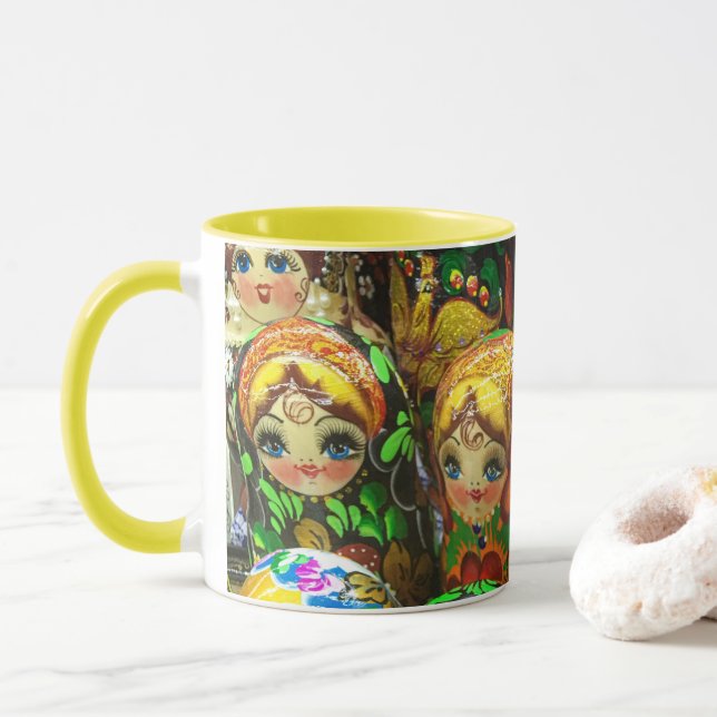 Matryoshka Dolls Souvenir Kiosk Travel Photo Mugg (Med munk)