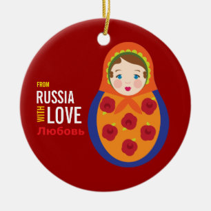 Matryoshka från Ryssland med Julgransprydnad Keramik